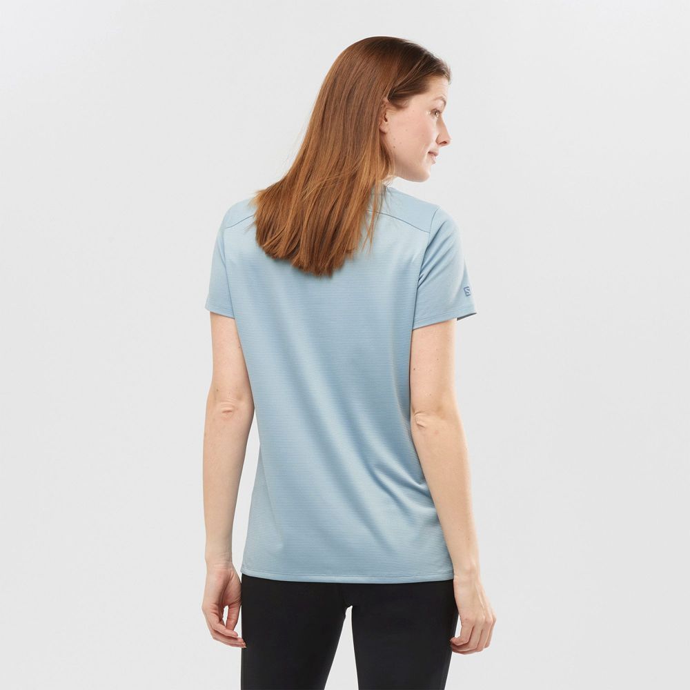 Ashley Blue Women's Salomon OUTLIFE LAYERING W Short Sleeve T Shirts | 923-HFOPZM