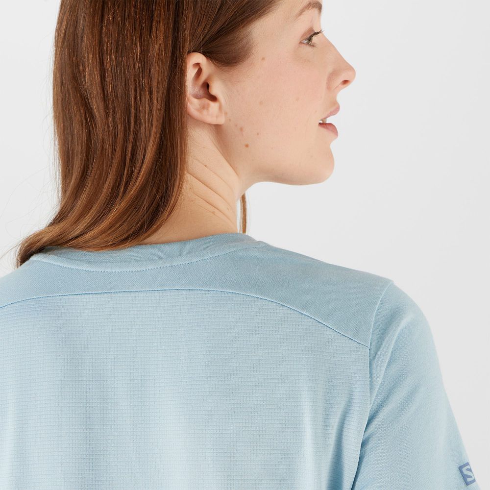 Ashley Blue Women's Salomon OUTLIFE LAYERING W Short Sleeve T Shirts | 923-HFOPZM