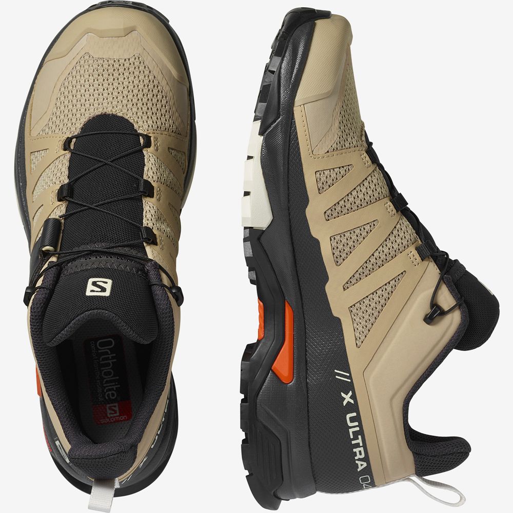 Beige Men's Salomon X ULTRA 4 Hiking Shoes | 753-NAYFJB