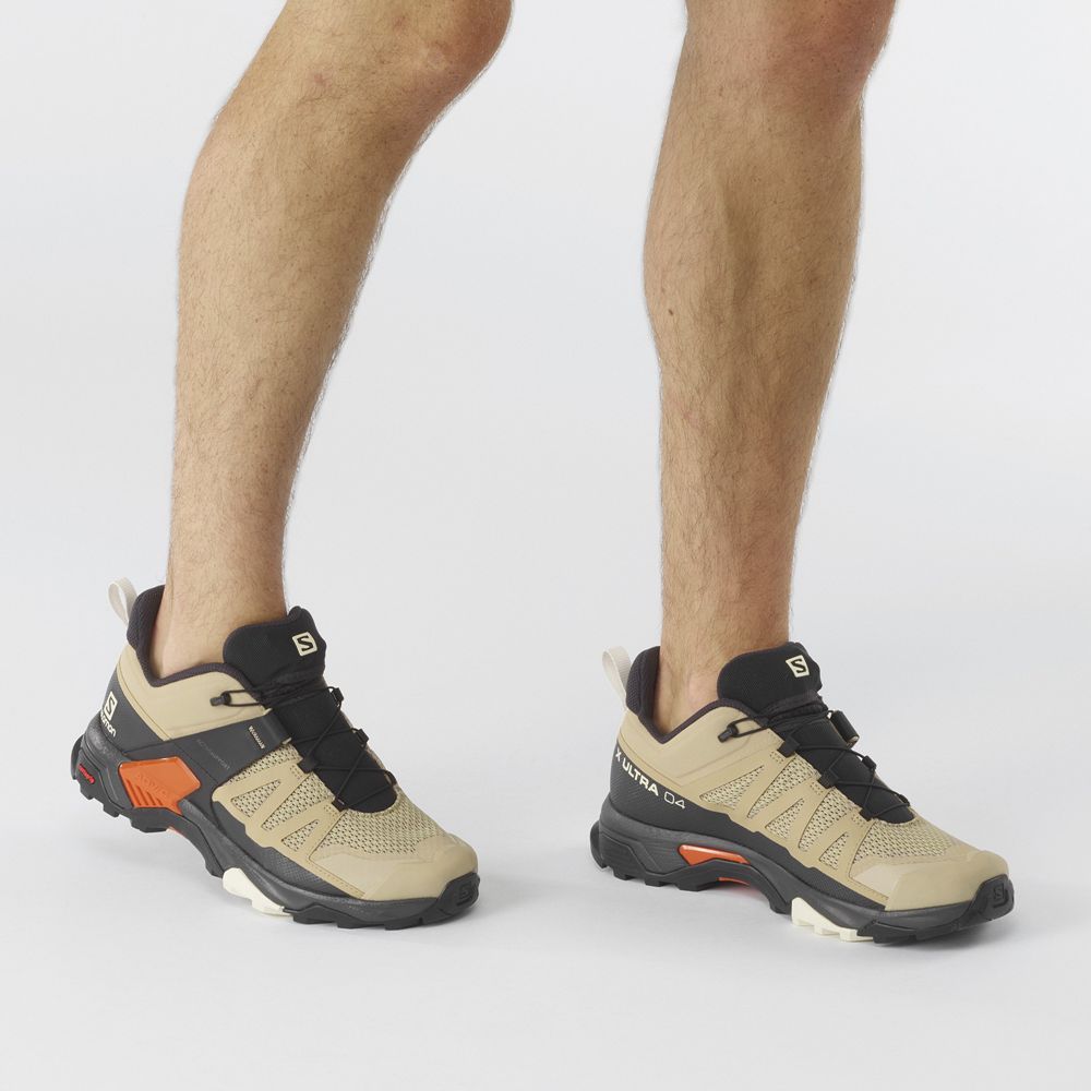 Beige Men's Salomon X ULTRA 4 Hiking Shoes | 753-NAYFJB