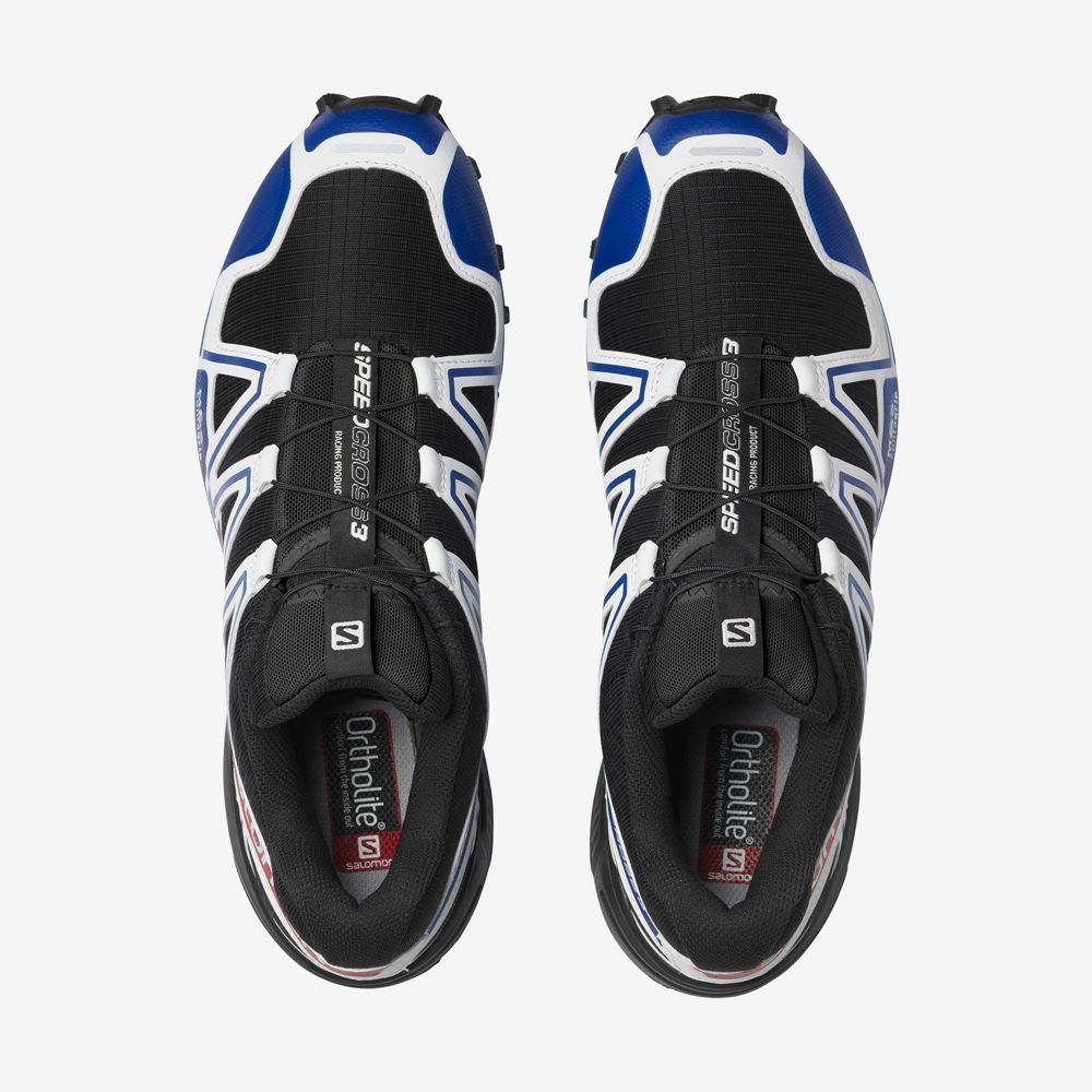 Black / Blue Men's Salomon SPEEDCROSS 3 Sneakers | 310-OPHAVD