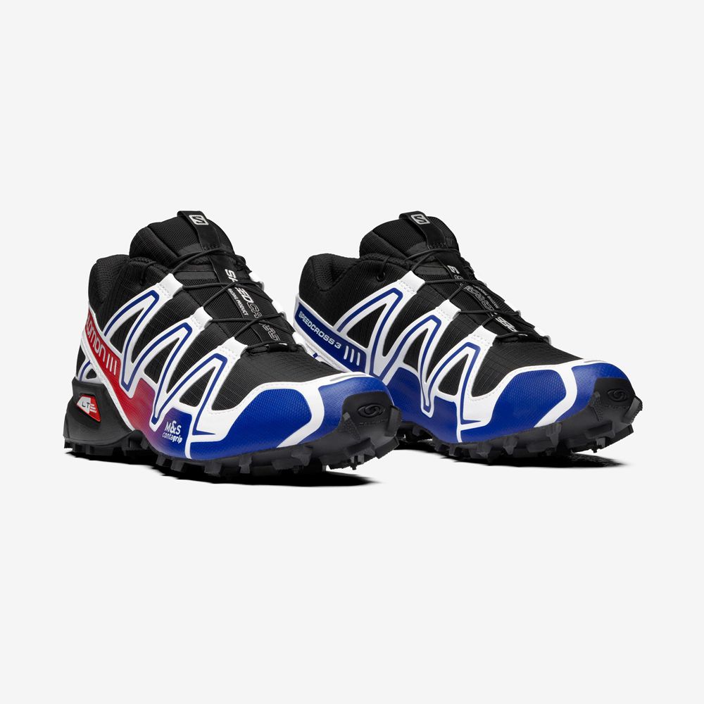 Black / Blue Men's Salomon SPEEDCROSS 3 Sneakers | 310-OPHAVD