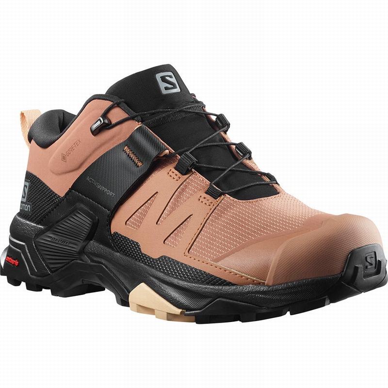 Black / Cream Women's Salomon X ULTRA 4 GORE-TEX Hiking Shoes | 047-LKCNSW