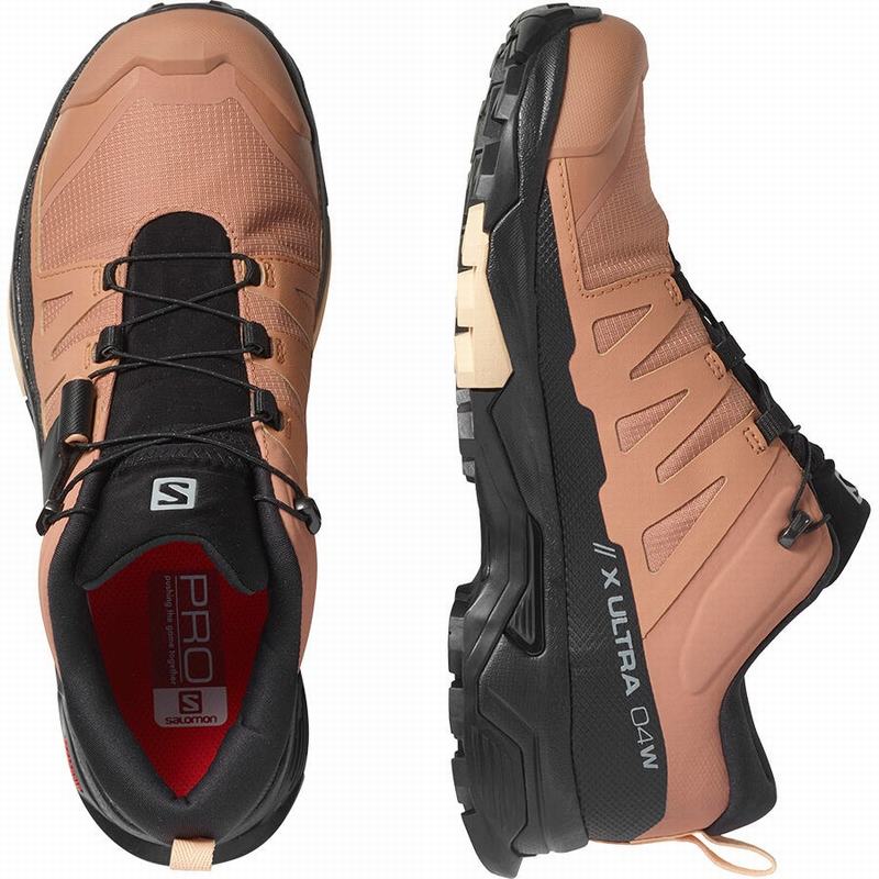 Black / Cream Women's Salomon X ULTRA 4 GORE-TEX Hiking Shoes | 047-LKCNSW