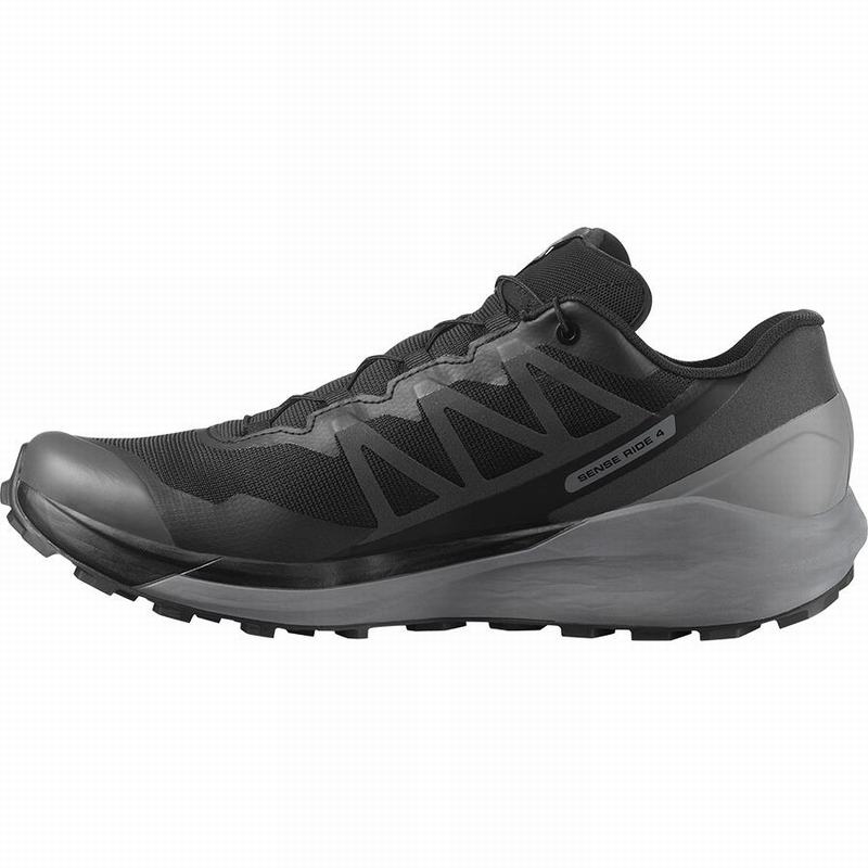 Black Men's Salomon SENSE RIDE 4 GORE-TEX INVISIBLE FIT Running Shoes | 816-SWUTHF