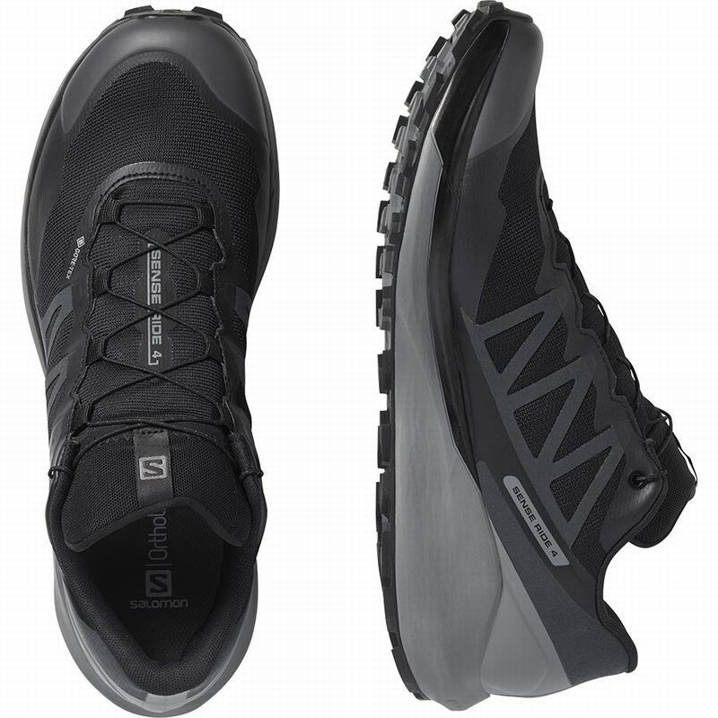 Black Men's Salomon SENSE RIDE 4 GORE-TEX INVISIBLE FIT Running Shoes | 816-SWUTHF