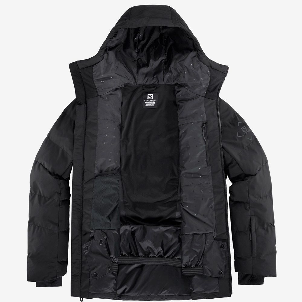 Black Men's Salomon SNOWSHELTER Ski Jackets | 408-KYBDWR