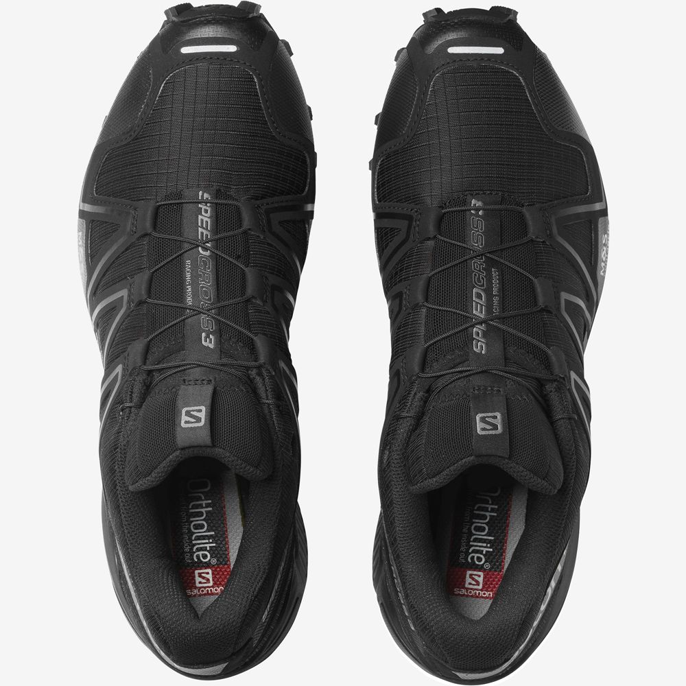 Black Men's Salomon SPEEDCROSS 3 Sneakers | 037-XBCFIR