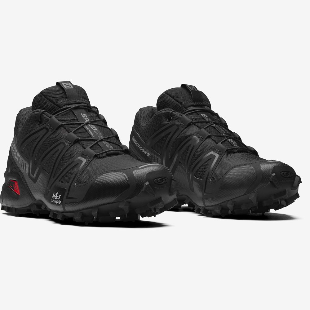 Black Men's Salomon SPEEDCROSS 3 Sneakers | 037-XBCFIR