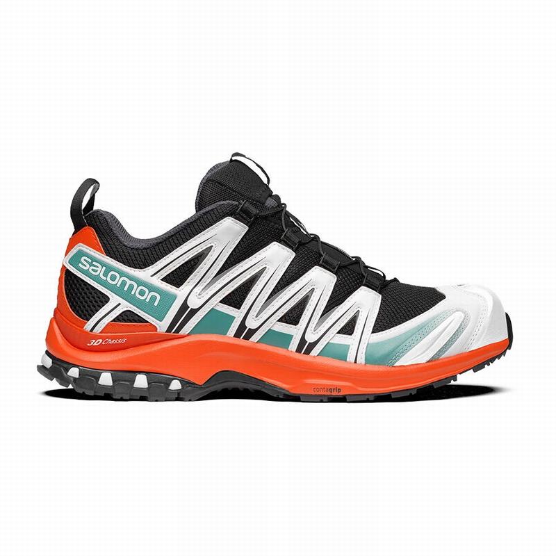 Black / Red Orange Men\'s Salomon XA PRO 3D Trail Running Shoes | 135-DJKUGE