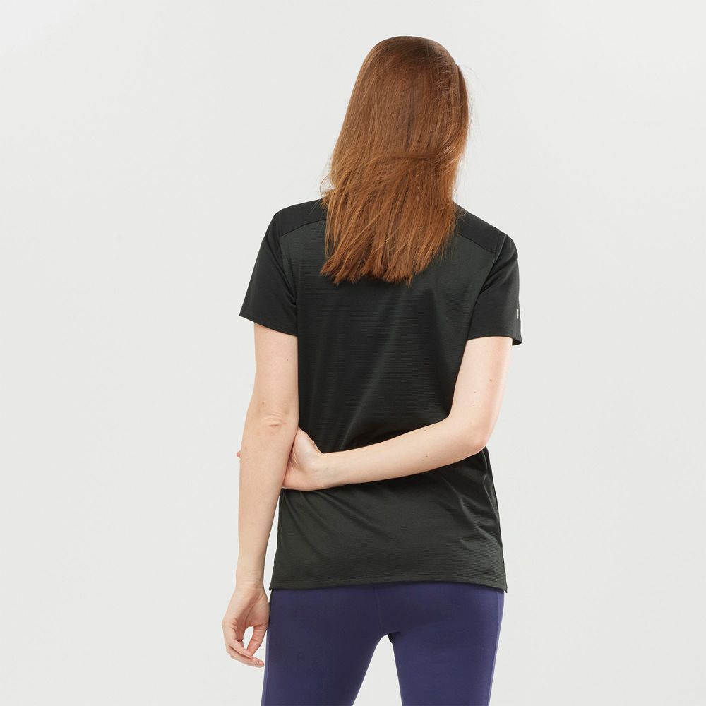 Black Women's Salomon OUTLIFE LAYERING W Short Sleeve T Shirts | 906-UFLKTM