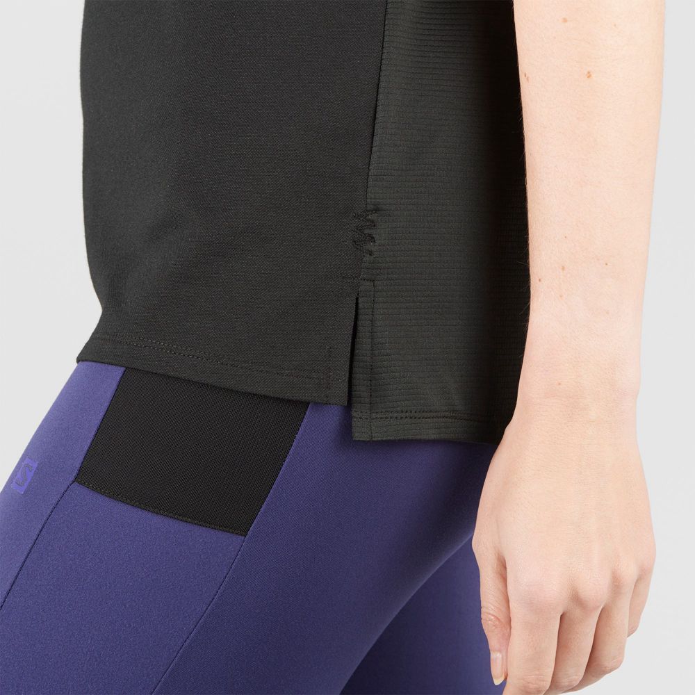 Black Women's Salomon OUTLIFE LAYERING W Short Sleeve T Shirts | 906-UFLKTM