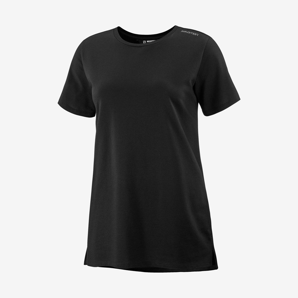 Black Women\'s Salomon OUTLIFE LAYERING W Short Sleeve T Shirts | 906-UFLKTM