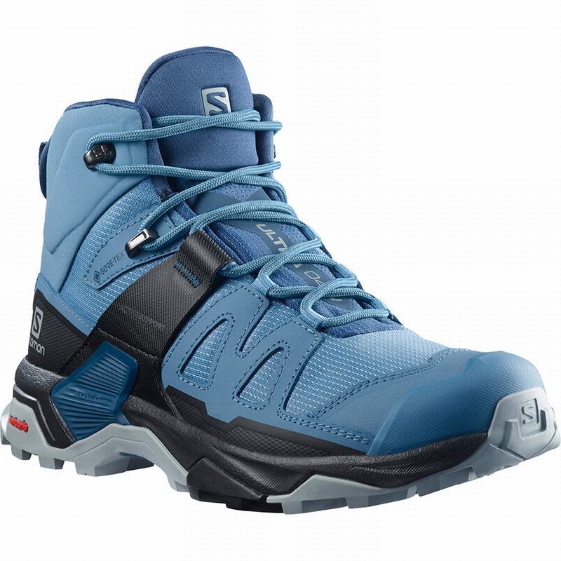 Blue / Black Women's Salomon X ULTRA 4 MID GORE-TEX Hiking Boots | 845-RXLTAW