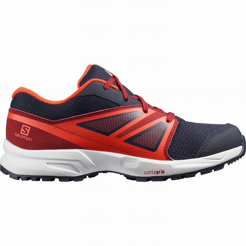 Blue / Red Kids' Salomon SENSE J Running Shoes | 372-MJZAYO