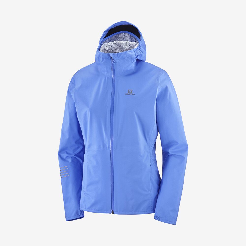Blue Women's Salomon BONATTI WATERPROOF Jackets | 421-UWASTV