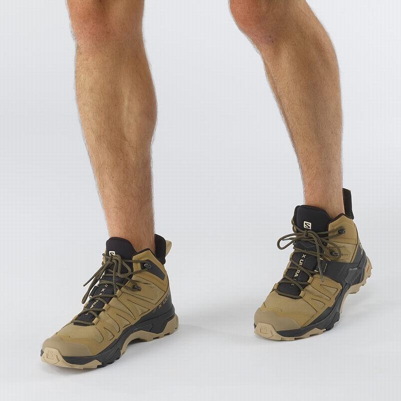 Brown / Black Men's Salomon X ULTRA 4 MID GORE-TEX Hiking Boots | 635-LQYDBK