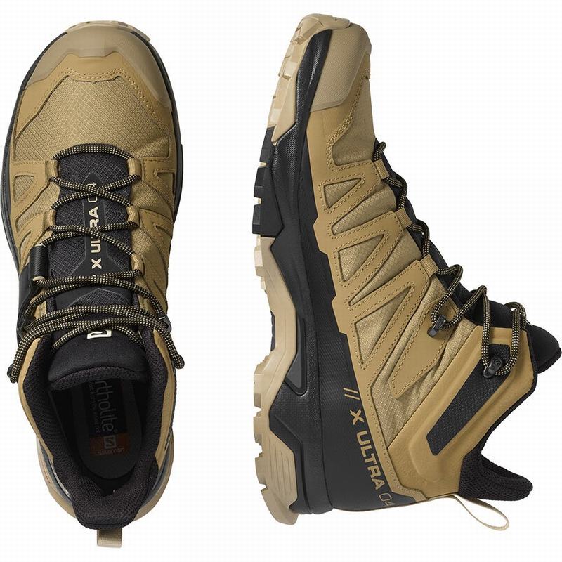 Brown / Black Men's Salomon X ULTRA 4 MID GORE-TEX Hiking Boots | 635-LQYDBK
