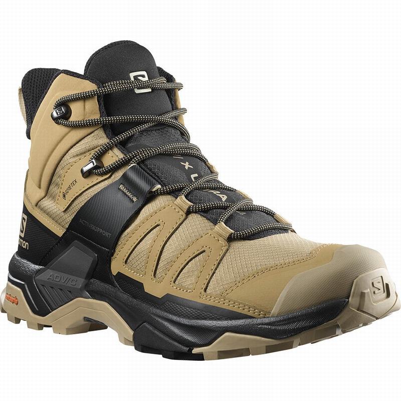 Brown / Black Men's Salomon X ULTRA 4 MID GORE-TEX Hiking Boots | 635-LQYDBK