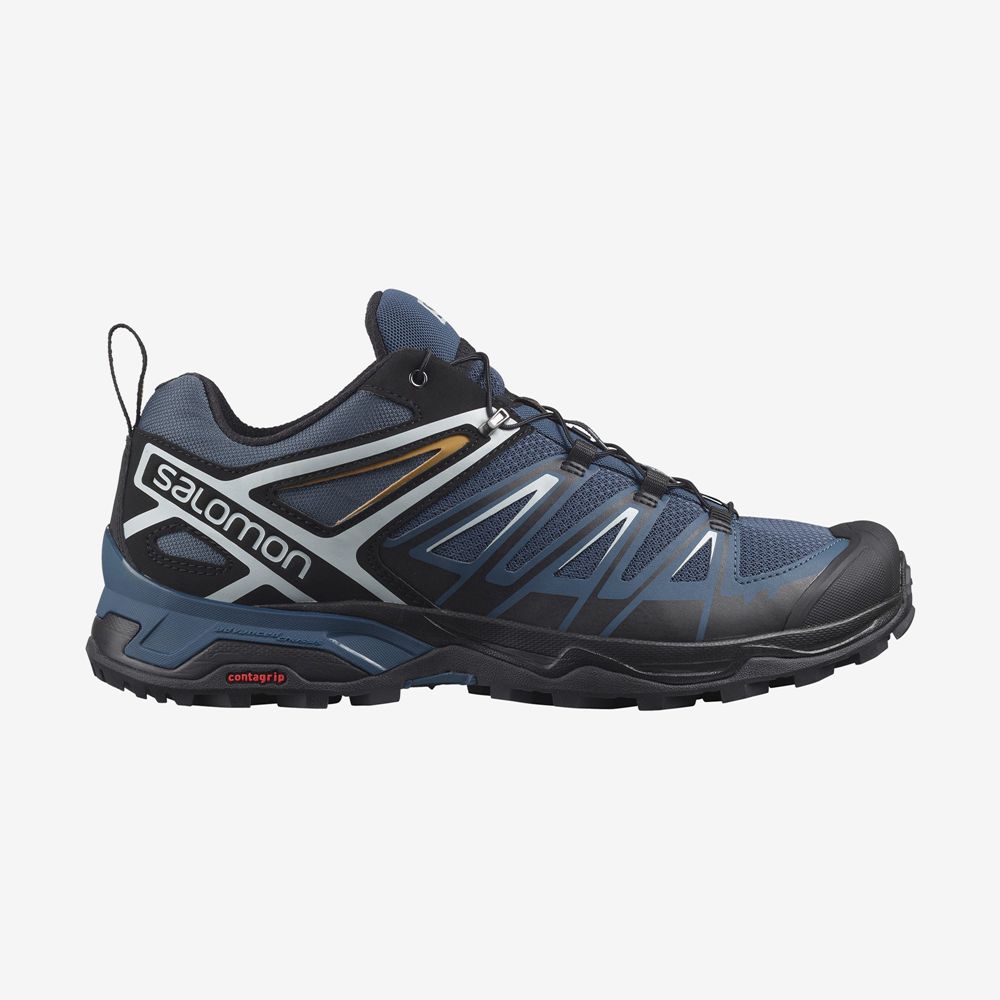 Dark Denim Men's Salomon X ULTRA 3 Hiking Shoes | 128-VCQMLK