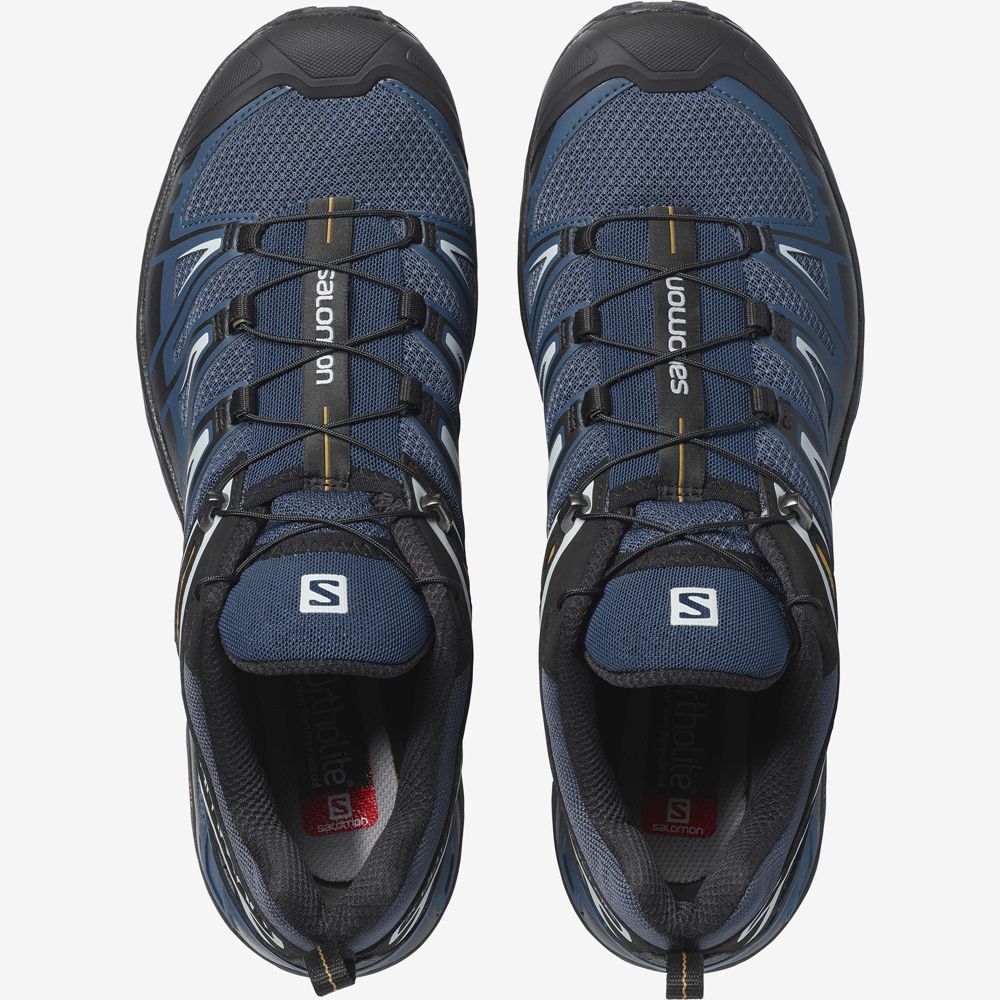 Dark Denim Men's Salomon X ULTRA 3 Hiking Shoes | 128-VCQMLK