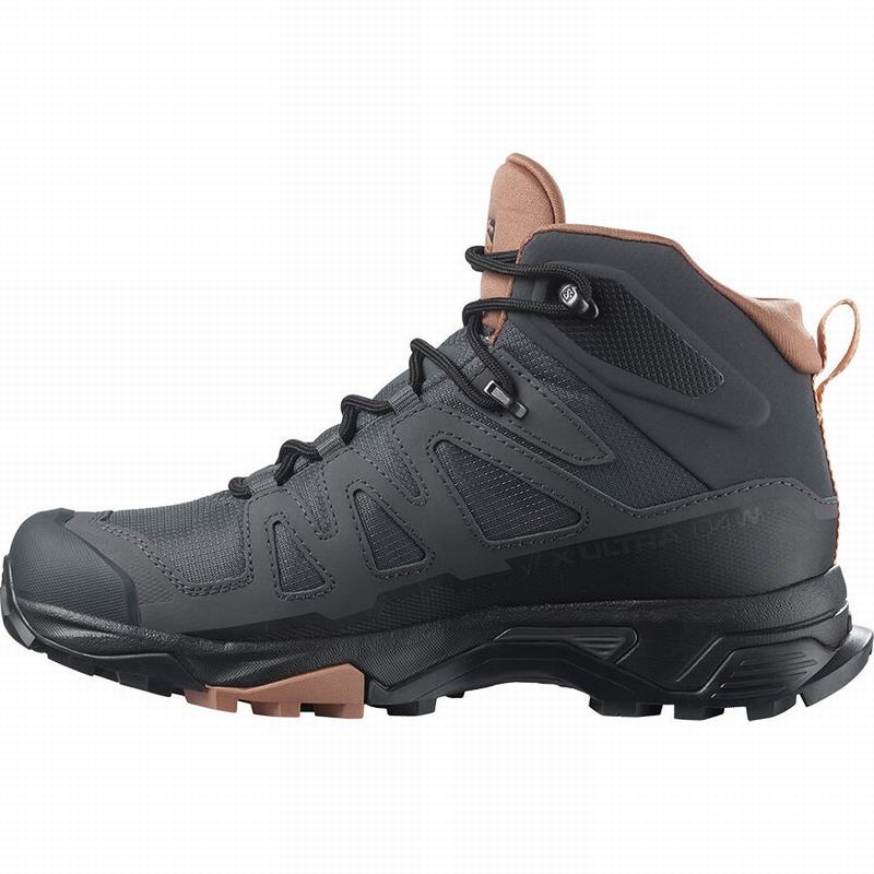 Dark Grey / Cream Women's Salomon X ULTRA 4 MID GORE-TEX Hiking Boots | 907-ITDAPS