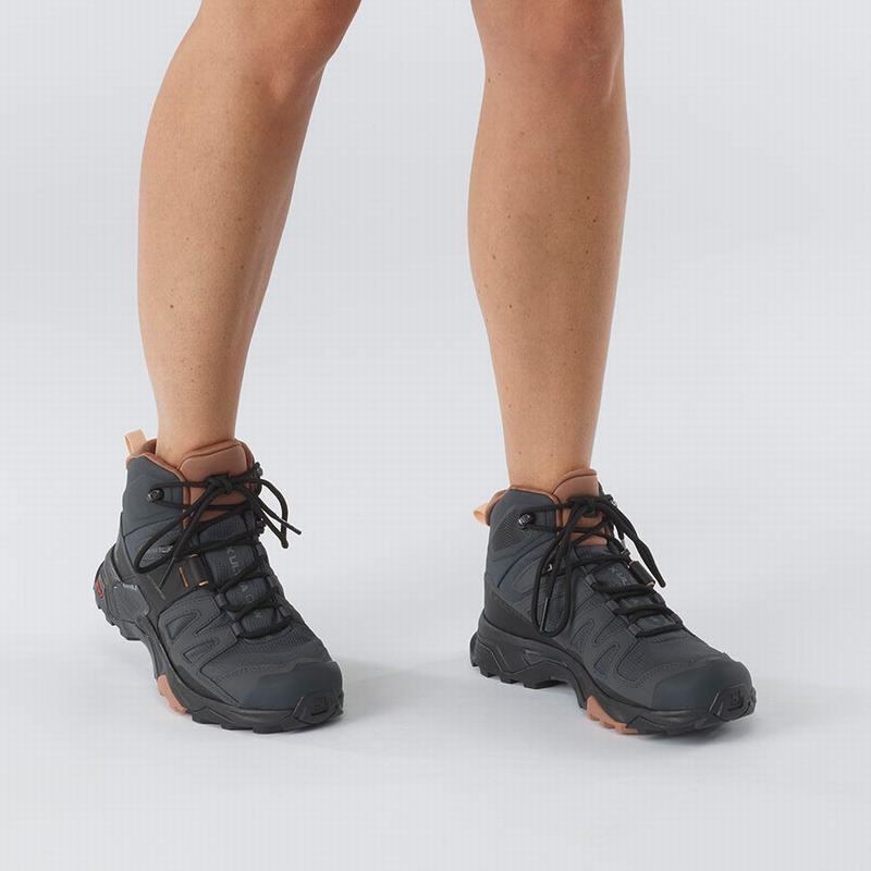 Dark Grey / Cream Women's Salomon X ULTRA 4 MID GORE-TEX Hiking Boots | 907-ITDAPS