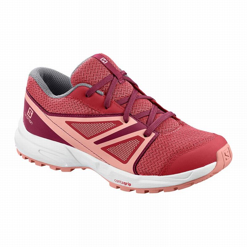 Dark Red Rose / Red Kids\' Salomon SENSE J Running Shoes | 924-HUQIXJ