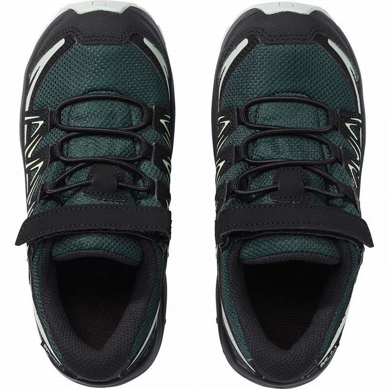Green / Black Kids' Salomon XA PRO 3D CSWP K Hiking Shoes | 581-XJGYOE