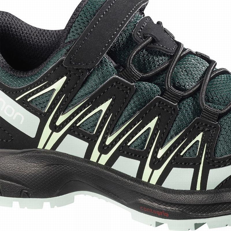 Green / Black Kids' Salomon XA PRO 3D CSWP K Hiking Shoes | 581-XJGYOE