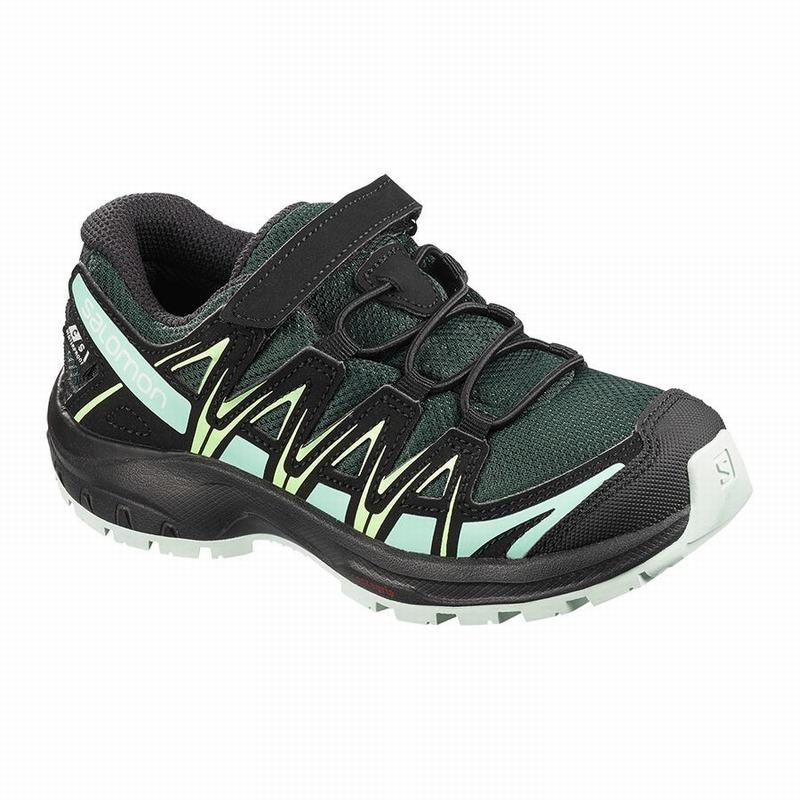 Green / Black Kids\' Salomon XA PRO 3D CSWP K Hiking Shoes | 581-XJGYOE
