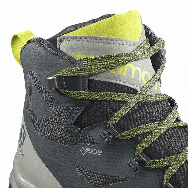 Green / Grey Men's Salomon OUTLINE MID GORE-TEX Hiking Boots | 437-JAZRXQ