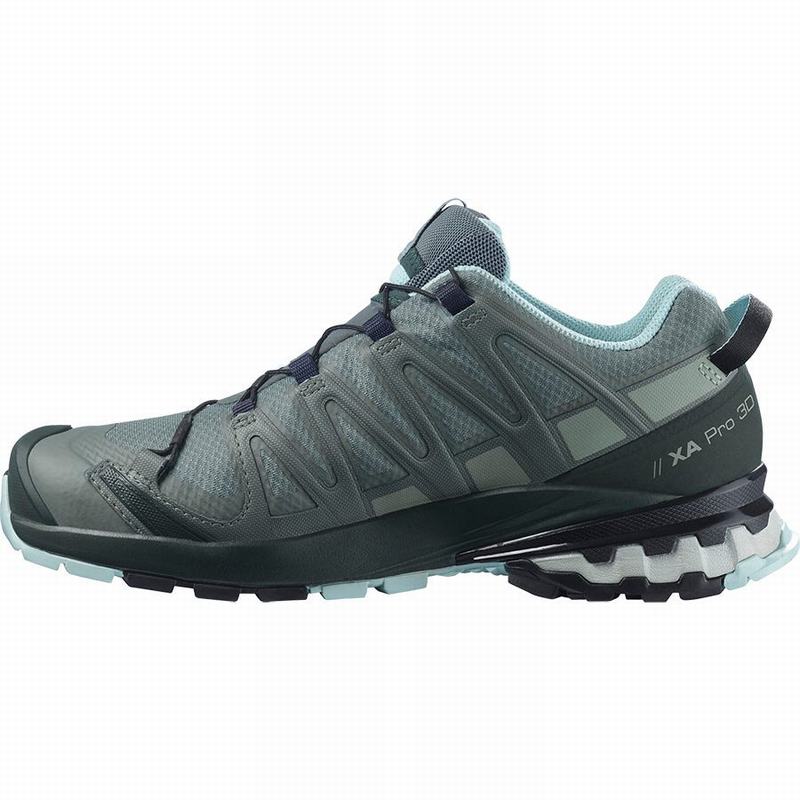 Green Women's Salomon XA PRO 3D V8 GORE-TEX Trail Running Shoes | 675-BHJFOP