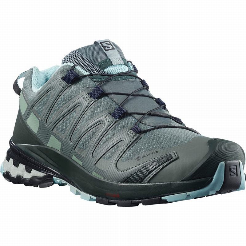 Green Women's Salomon XA PRO 3D V8 GORE-TEX Trail Running Shoes | 675-BHJFOP