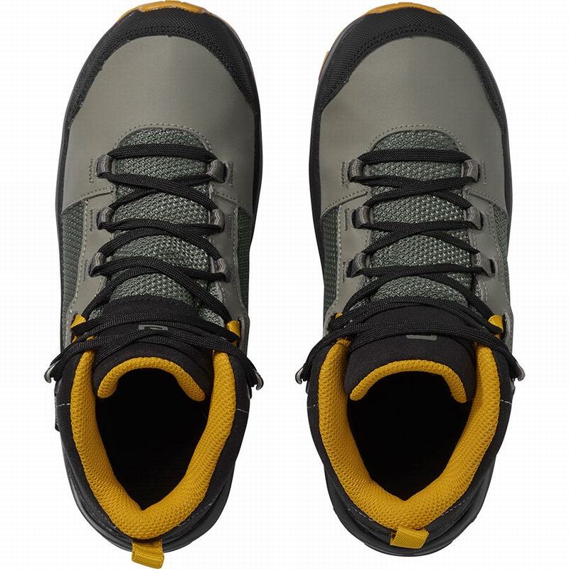 Grey / Black Kids' Salomon OUTWARD CLIMASALOMON WATERPROOF Hiking Shoes | 318-SFPTQK