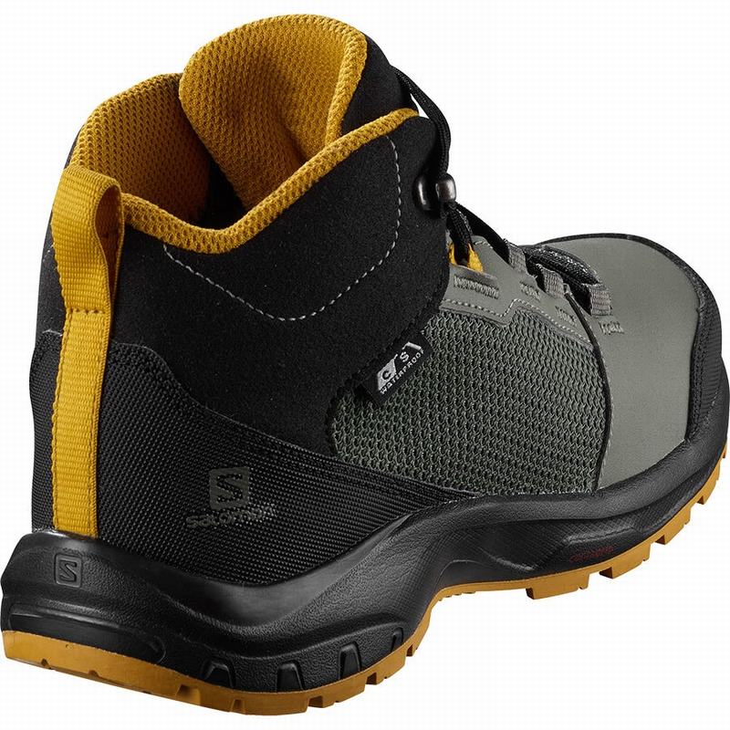 Grey / Black Kids' Salomon OUTWARD CLIMASALOMON WATERPROOF Hiking Shoes | 318-SFPTQK