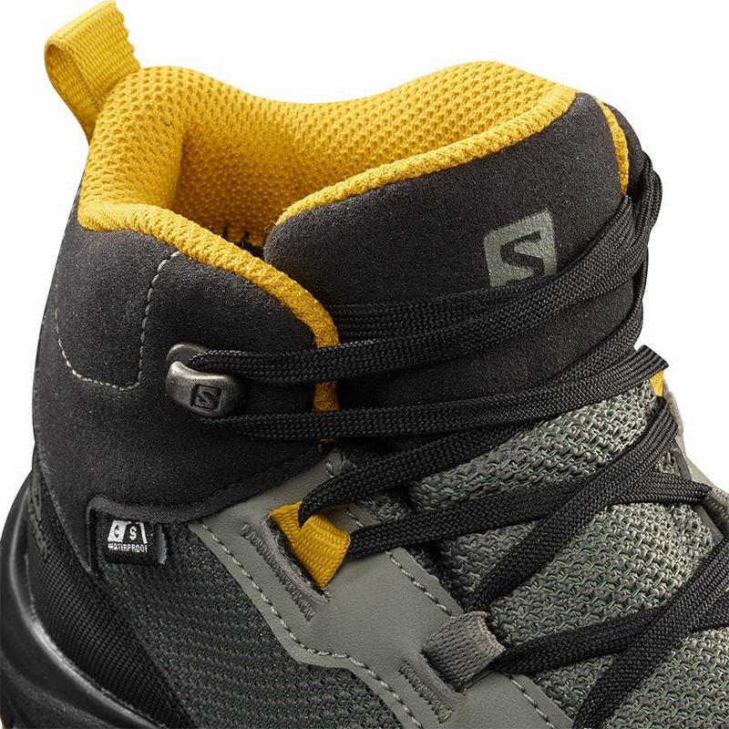Grey / Black Kids' Salomon OUTWARD CLIMASALOMON WATERPROOF Hiking Shoes | 318-SFPTQK