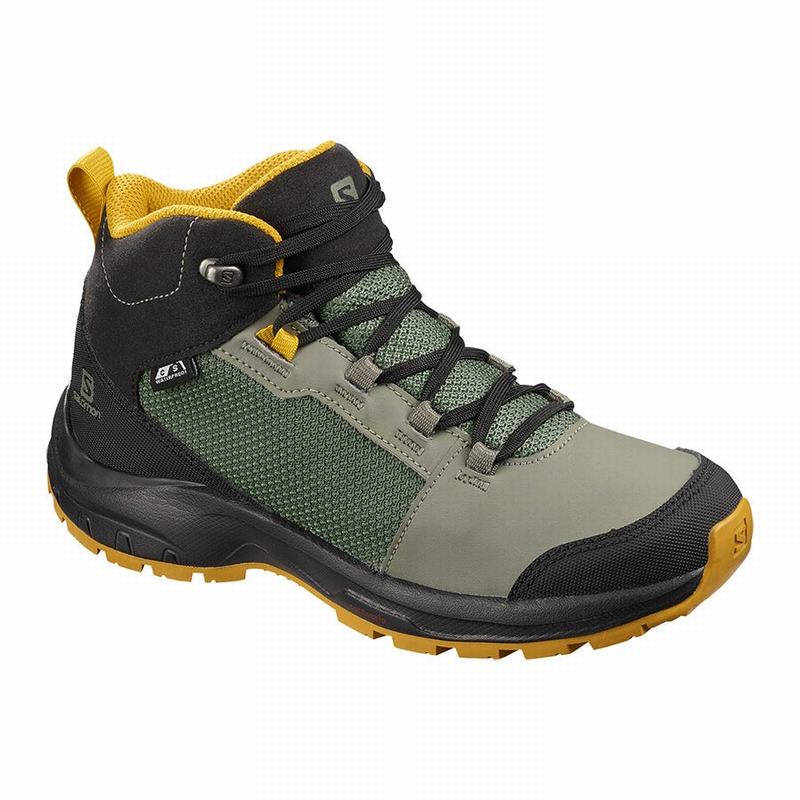 Grey / Black Kids\' Salomon OUTWARD CLIMASALOMON WATERPROOF Hiking Shoes | 318-SFPTQK
