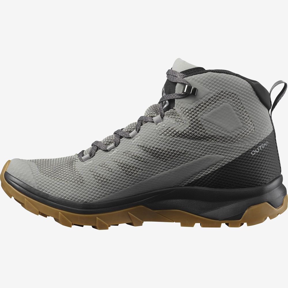 Grey Men's Salomon OUTLINE MID GORE-TE Hiking Boots | 680-XNCEZV