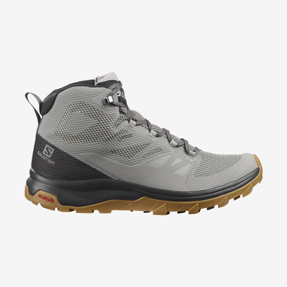 Grey Men\'s Salomon OUTLINE MID GORE-TE Hiking Boots | 680-XNCEZV