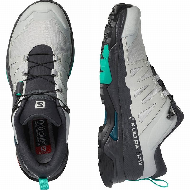 Grey / Mint Women's Salomon X ULTRA 4 GORE-TEX Hiking Shoes | 436-PAEKOU