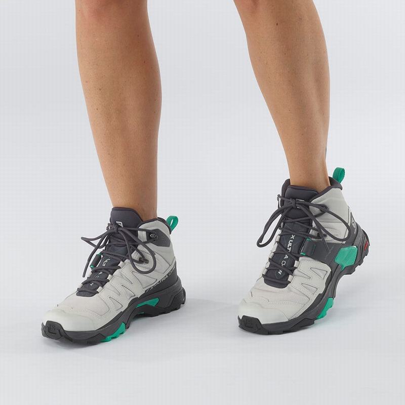 Grey / Mint Women's Salomon X ULTRA 4 MID GORE-TEX Hiking Boots | 137-GHQYSU