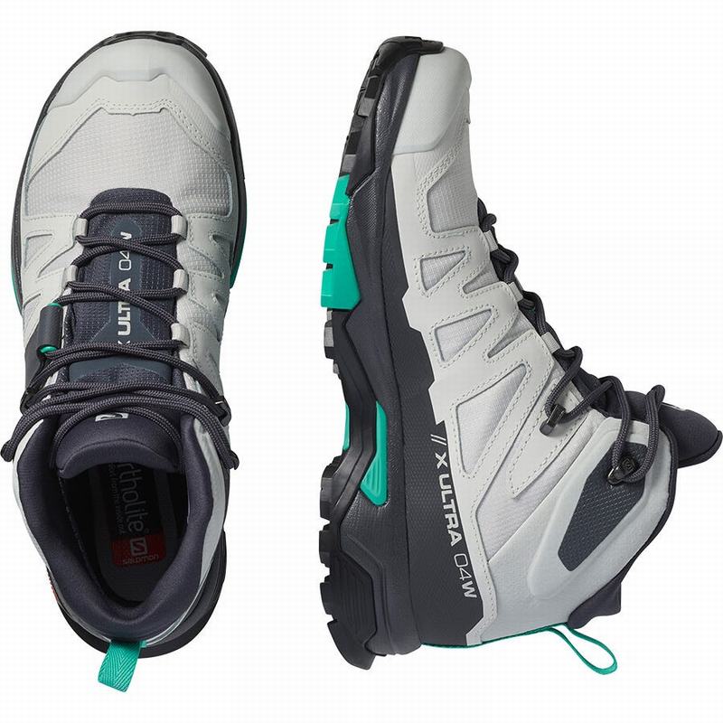 Grey / Mint Women's Salomon X ULTRA 4 MID GORE-TEX Hiking Boots | 137-GHQYSU