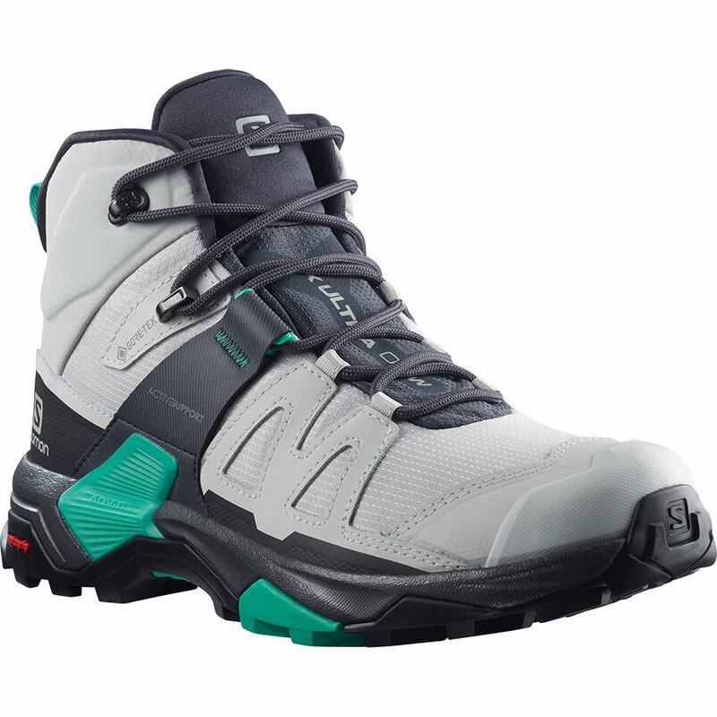 Grey / Mint Women's Salomon X ULTRA 4 MID GORE-TEX Hiking Boots | 137-GHQYSU
