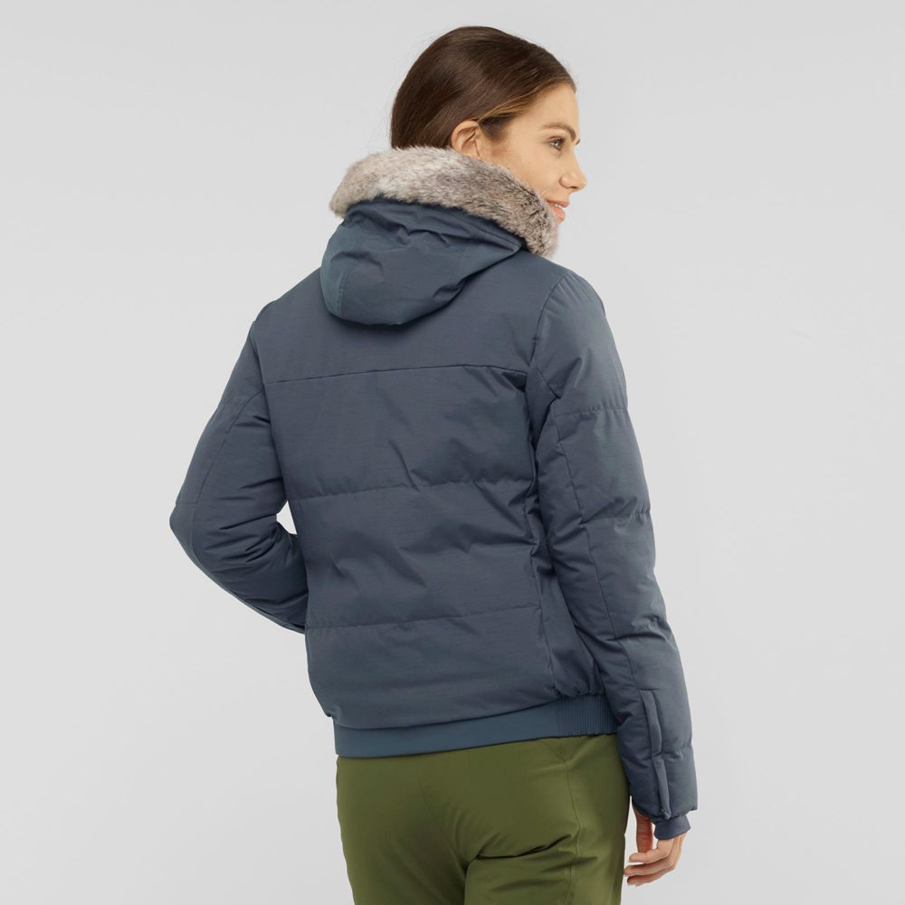 Grey Women's Salomon SNUGGLY WARM W Ski Jackets | 128-QZOSXD