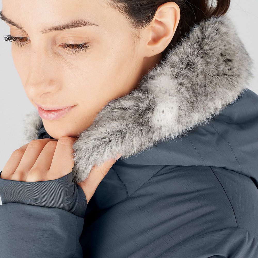 Grey Women's Salomon SNUGGLY WARM W Ski Jackets | 128-QZOSXD