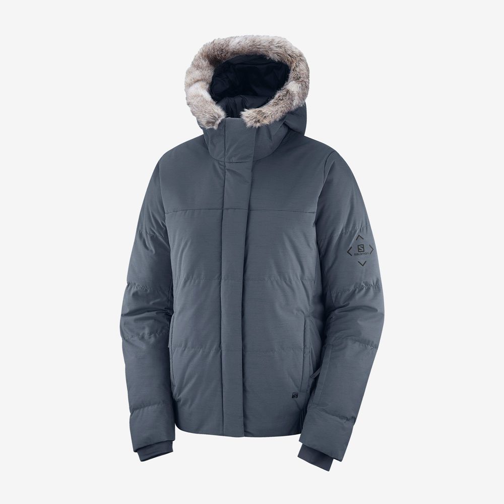 Grey Women's Salomon SNUGGLY WARM W Ski Jackets | 128-QZOSXD
