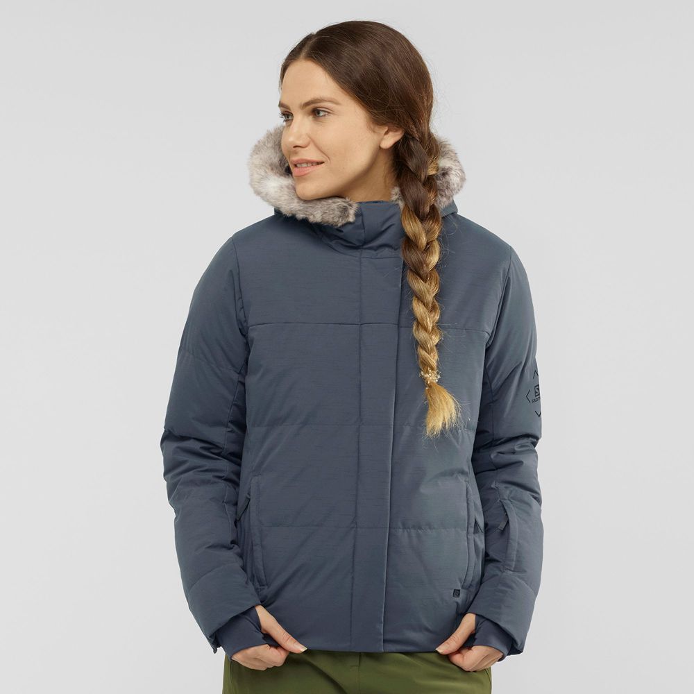 Grey Women\'s Salomon SNUGGLY WARM W Ski Jackets | 128-QZOSXD