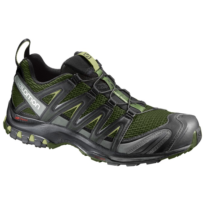 Olive / Silver Men\'s Salomon XA PRO 3D Trail Running Shoes | 987-CDGTXK