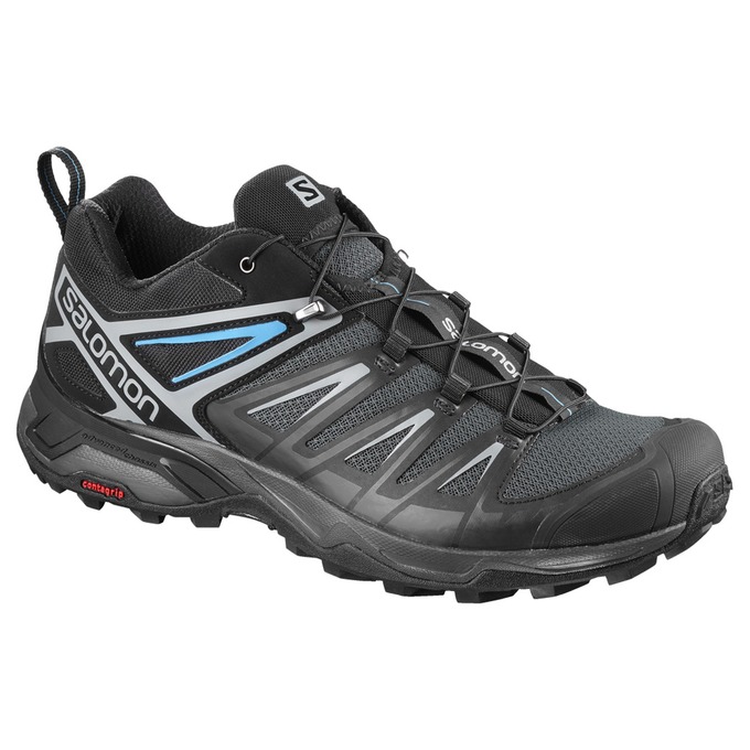 Silver / Black Men\'s Salomon X ULTRA 3 Hiking Shoes | 307-IRUZWC